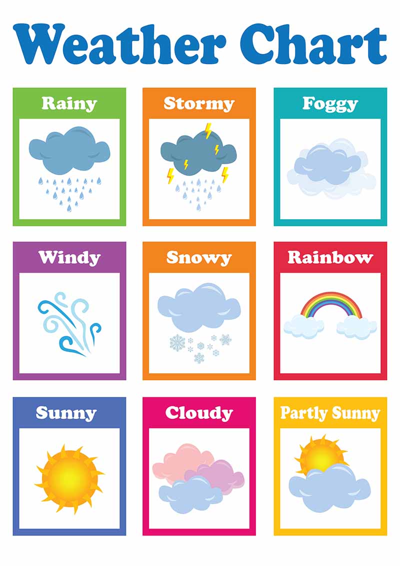 Weather Chart Educational Chart - A4 Size Poster - Waterproof print