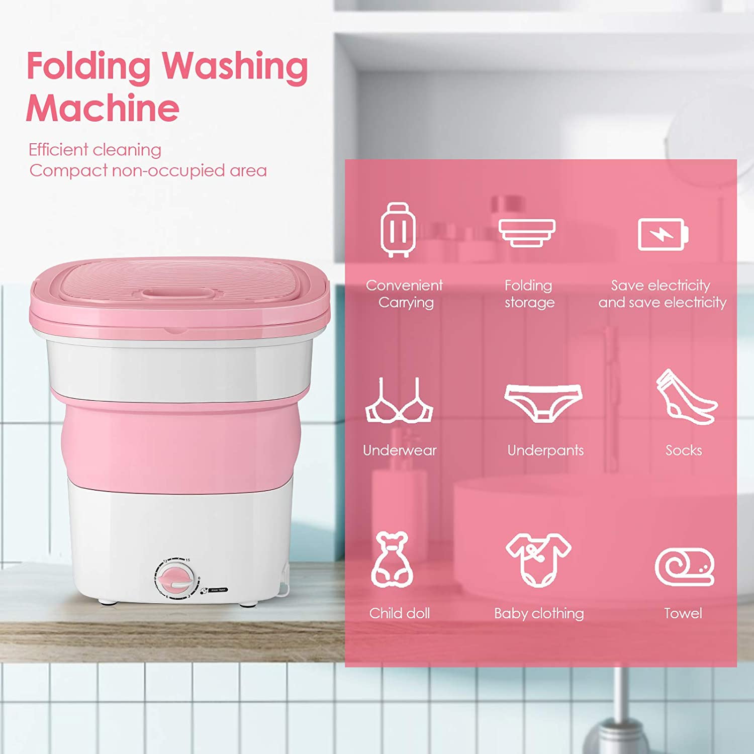 Mini Folding Portable Washing Machine Laundry Clothes Machine Automatic Clean