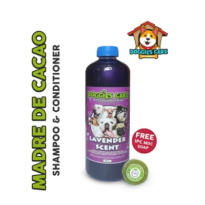 Madre de Cacao Shampoo & Conditioner with Guava Extracts 500ml - Lavender Scent FREE MDC SOAP 1pc only Anti Mange, Anti Tick and Flea, Anti Fungal