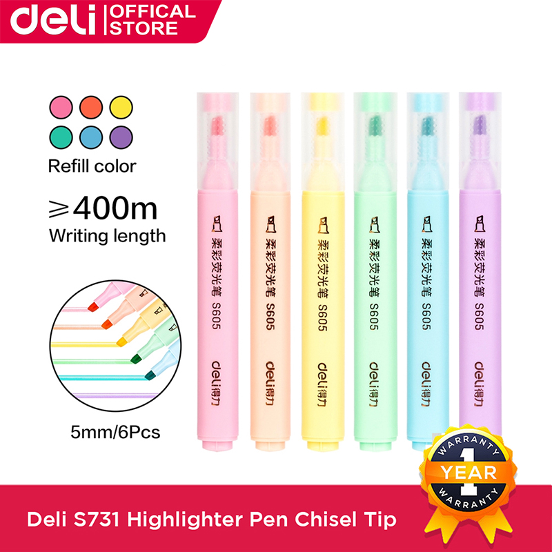 Deli S605 Highlighter Bright Color 6pcs | Lazada PH