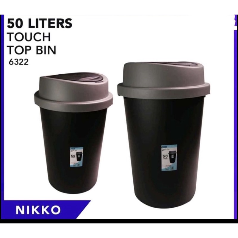 50 liters touch top bin nikko trash bin Lazada PH