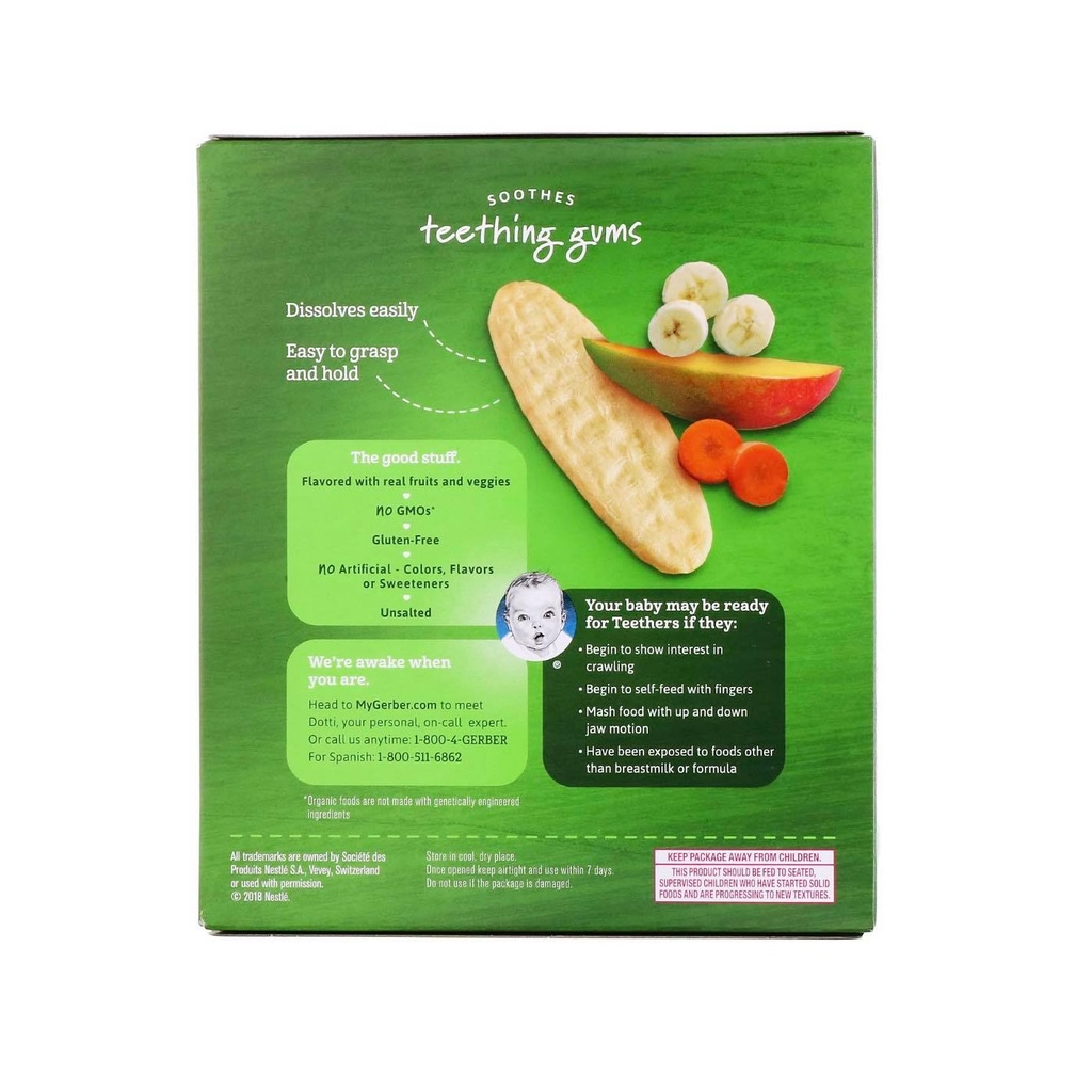 Gerber USA Organic Teethers Gentle Teething Wafers 7 Months Mango