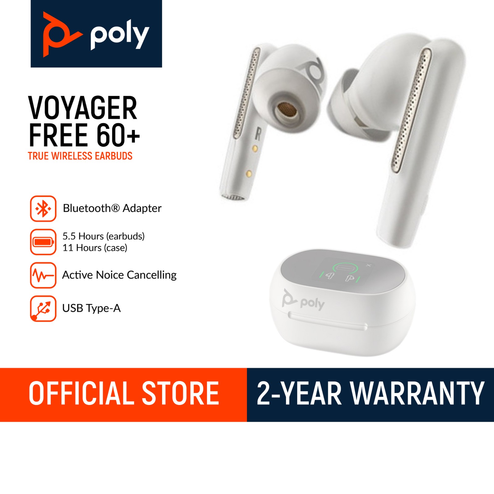 Poly Voyager Free 60+ UC True Wireless Earbuds (Plantronics ...