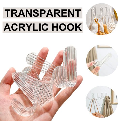 TheWittyHomeOfficialMaximize Your Storage Potential with the Best-Selling  Acrylic Wall Hook Set - Transparent J-Shape Hangers for a Modern Touch -  Heavy Adhesive, Nail-Free Design for Easy Installation on Cement Walls and  Tiles 