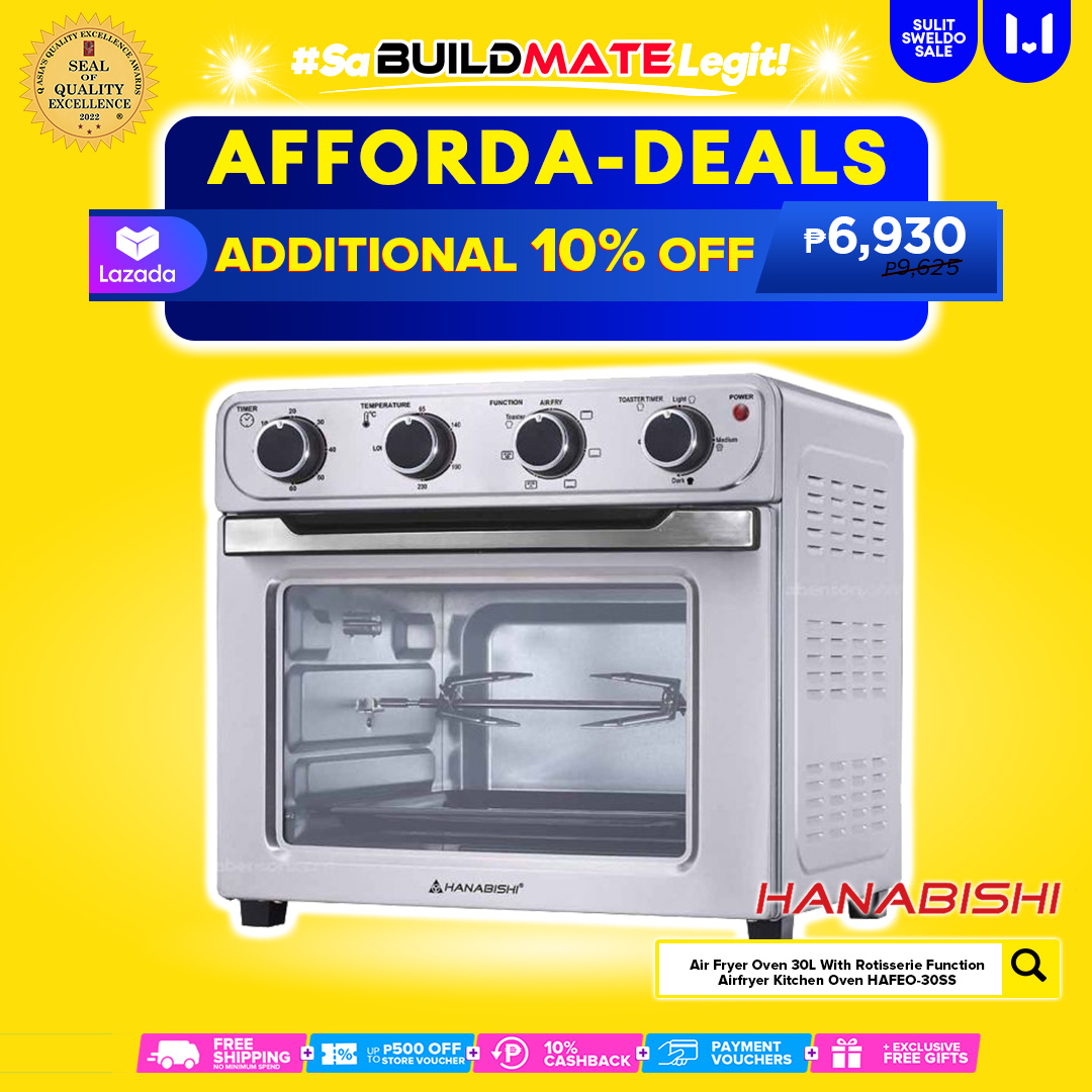HANABISHI Air Fryer Oven 30L With Rotisserie Function Airfryer Kitchen