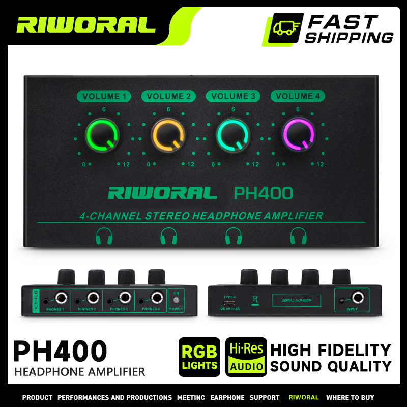 RIWORAL PH400 four channel headphone splitter headphone amplifier 4 way