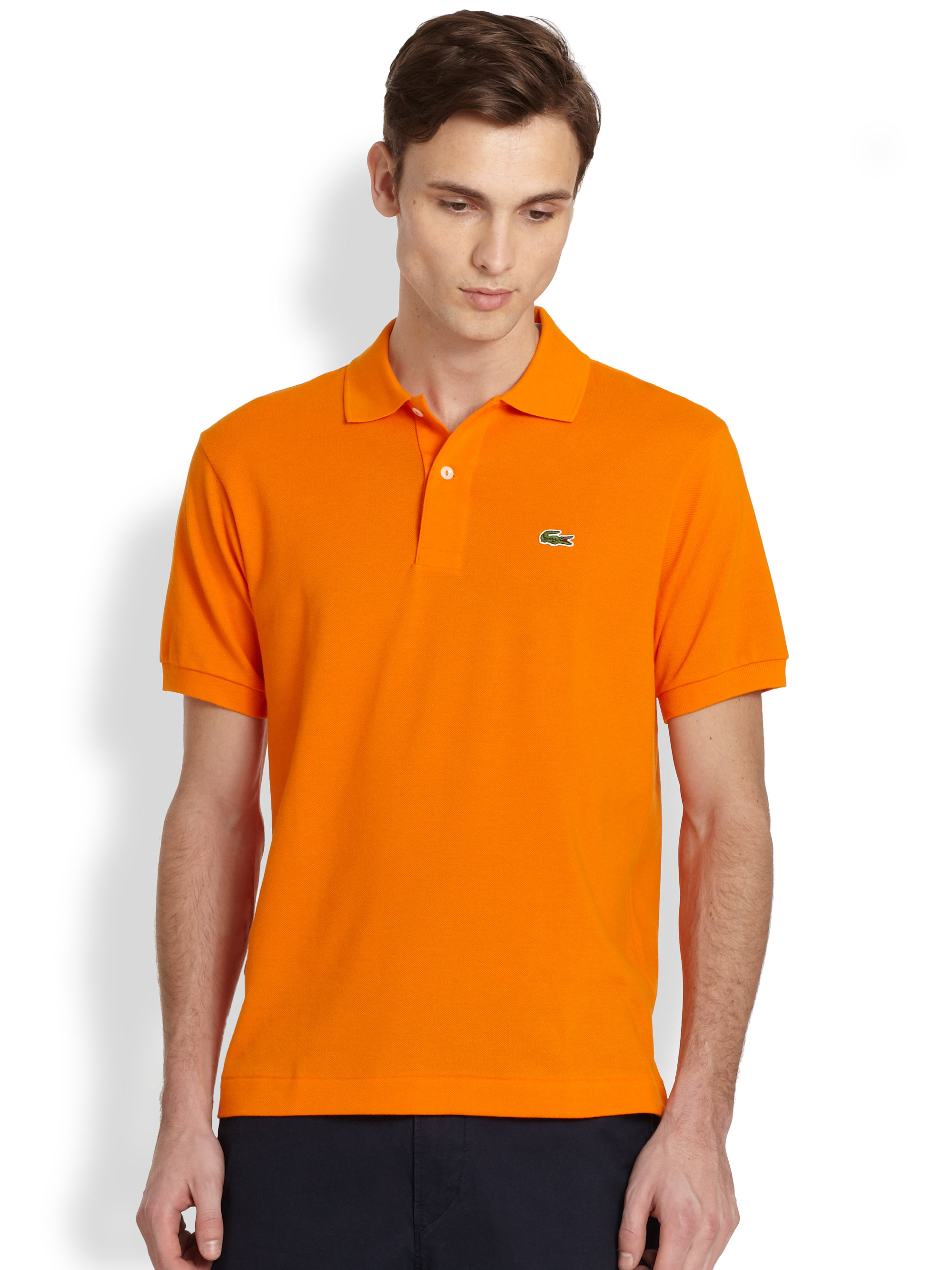 orange lacoste polo shirt