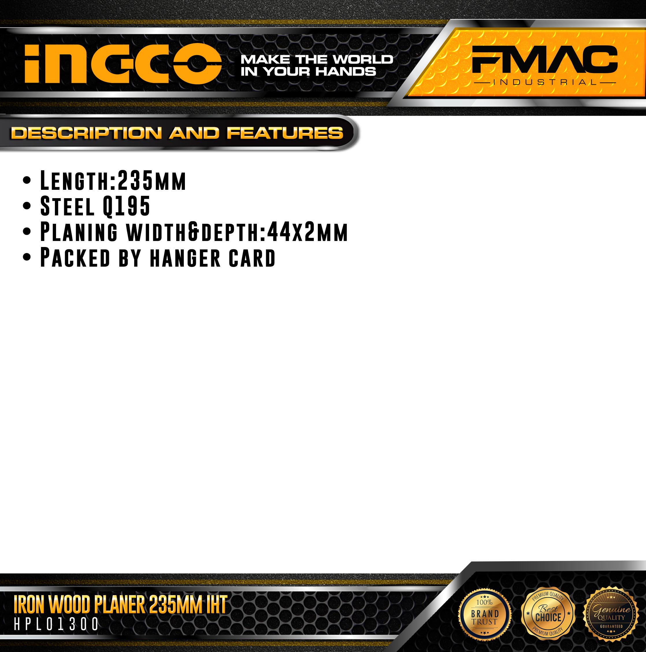 INGCO Iron Wood Planer 235mm IHT HPL01300 FMAC | Lazada PH