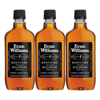 3x Evan Williams Bourbon Whiskey 750ml (PET Bottles)