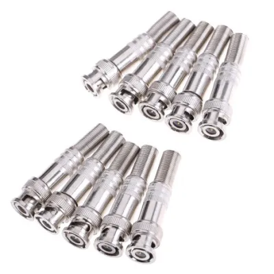10Pcs BNC Q9 male plug for RG59 RG6 coaxial cable cctv copper solderless connector