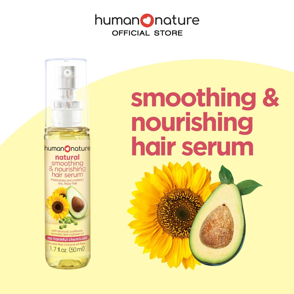 Human Nature 100% Natural Smoothing & Nourishing Hair Serum to Moisturize,  Repair and Protect Dry, Damaged, Frizzy Hair 50ml | Lazada PH