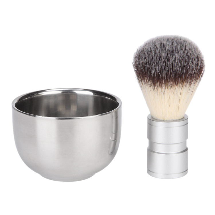 Shaving Cup and Brush Set, Stainless Men's Shaving Set Shaving Bowl