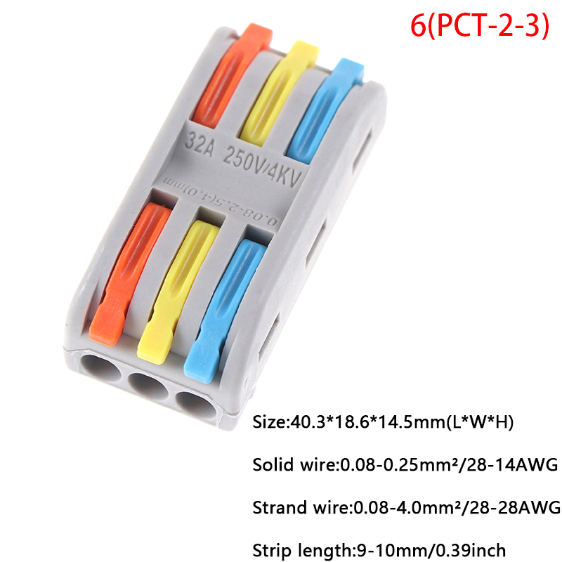 Kocoo 5PCS Wire Connectors PCT-222 Terminal Block Conductor SPL-2/3 ...