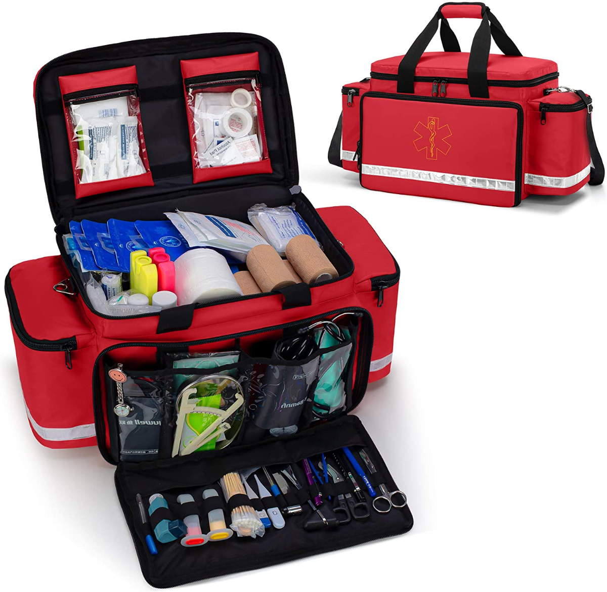 Red Longer Aurelius Large Capacity First Aid Responder Bag Empty EMT Trauma Bag,Emergency Supplies Not Included 