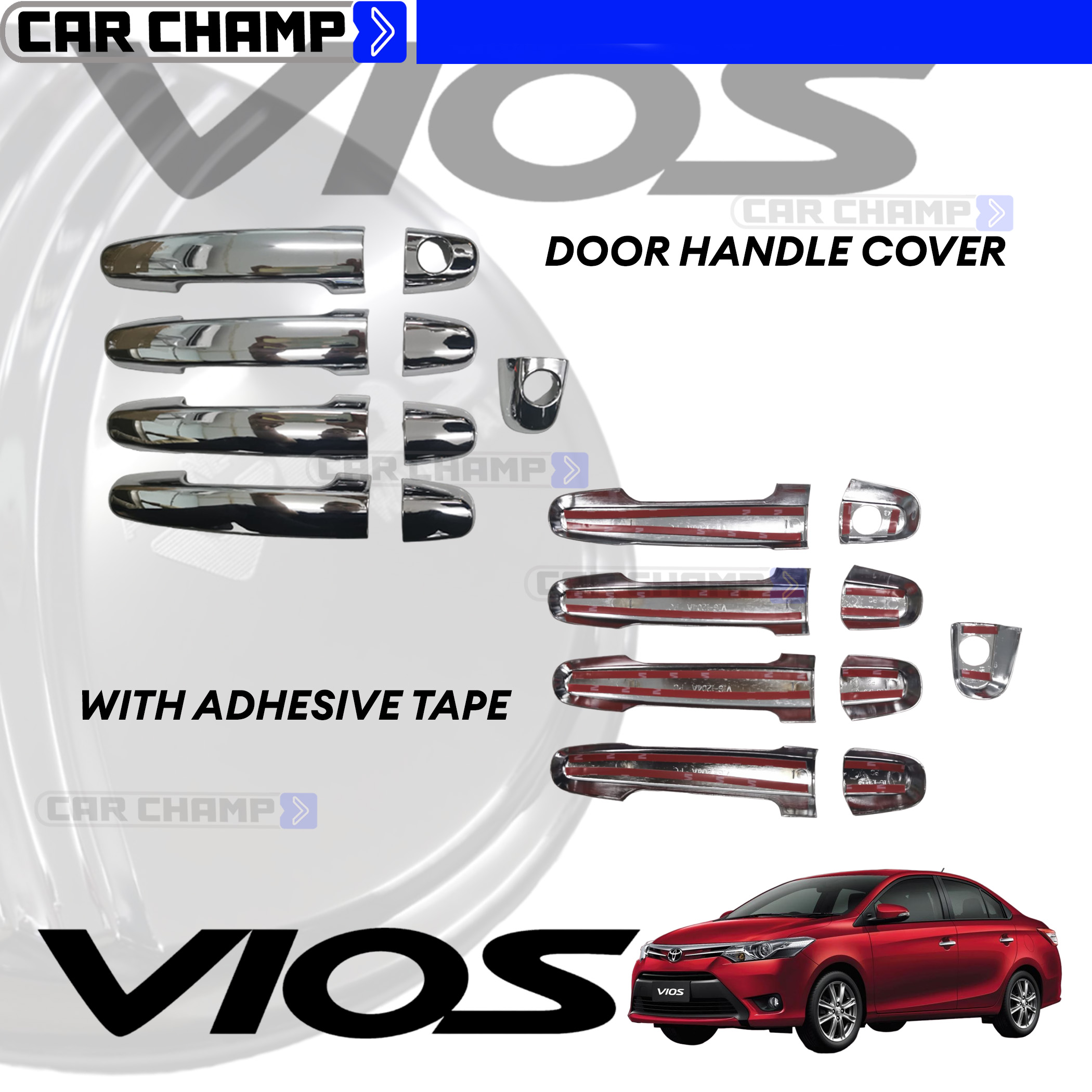 Toyota Vios 2014 to 2018 Door Handle Cover Chrome Garnish 2015 2016 2017 ( Car  Accessories ) | Lazada PH