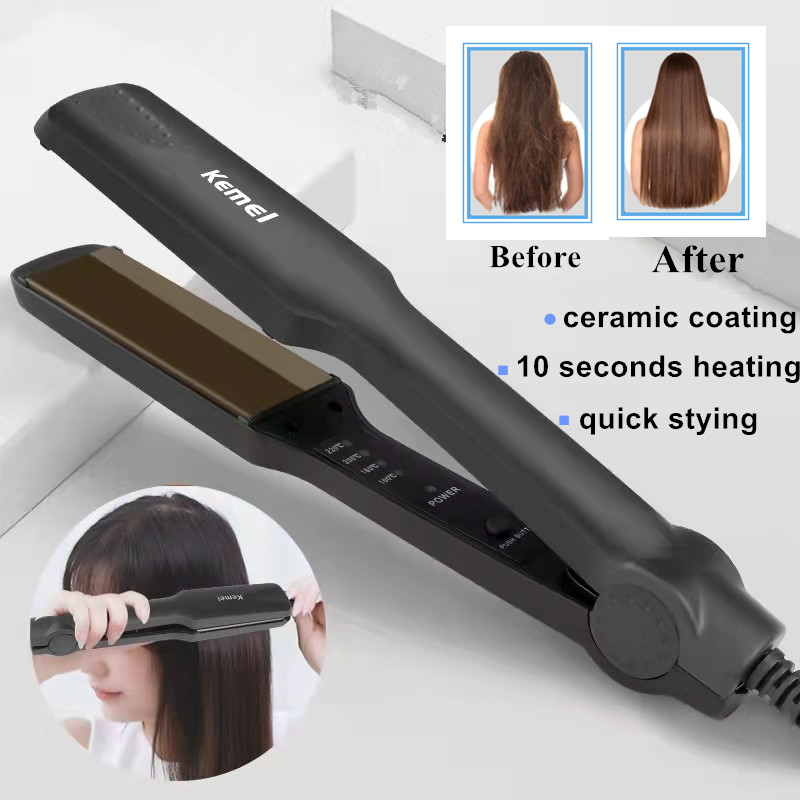 KEMEI KM-329 Flat Iron Hair Straightener, Professional Tourmaline Ceramic  Heating Plate Straight Hair Styling Tool Fast Warm-up Thermal Performance |  Lazada PH