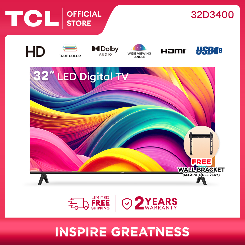 TCL 32 Inch Basic LED Digital TV 32D3400 (Digital ISDBT Tuner, USB