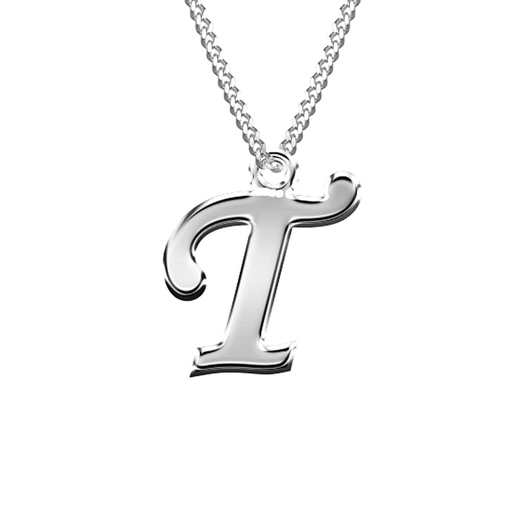 Letter T necklace silver (Moonlight 