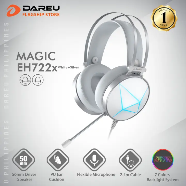 Dareu Eh722x White Silver Gaming Headset With Noise Cancelling Enc Ideal For Gaming Working And Learning Online Lazada Ph