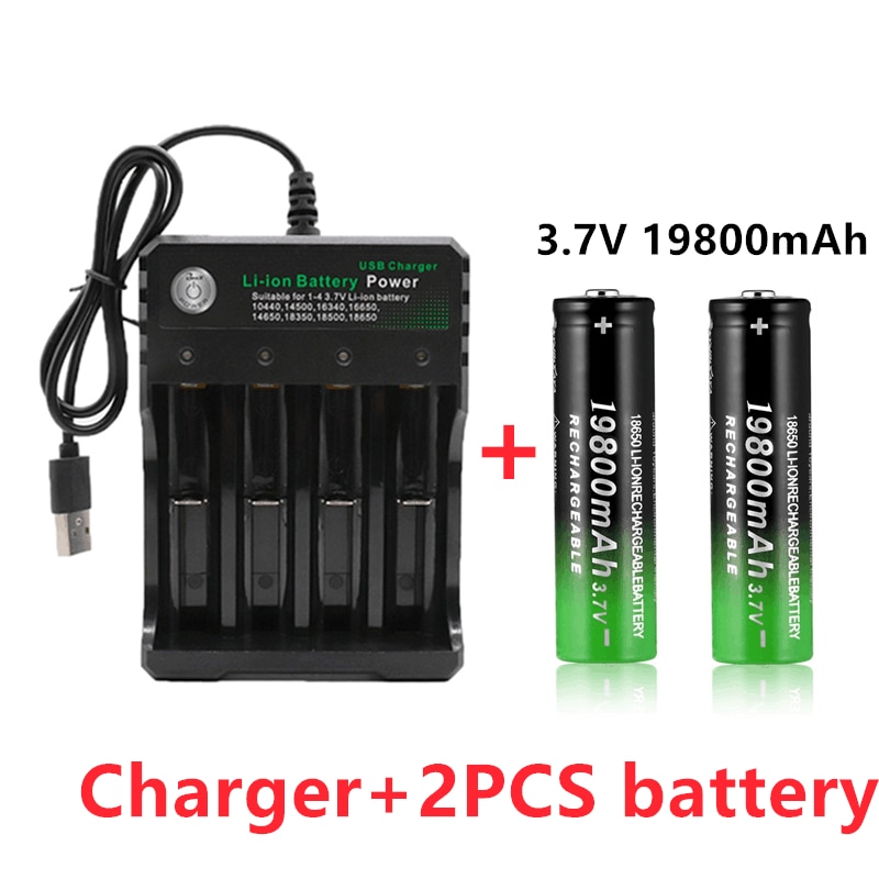 100 New 18650 Battery 3.7V 19800mAh Rechargeable Liion Battery for Led
