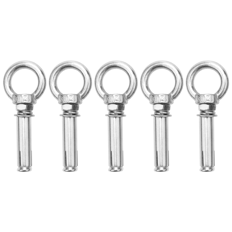 5Pcs M8 x 60mm Expansion Bolt Anchor Bolt 304 Stainless Steel Ring Lifting Anchor Eye Bolt