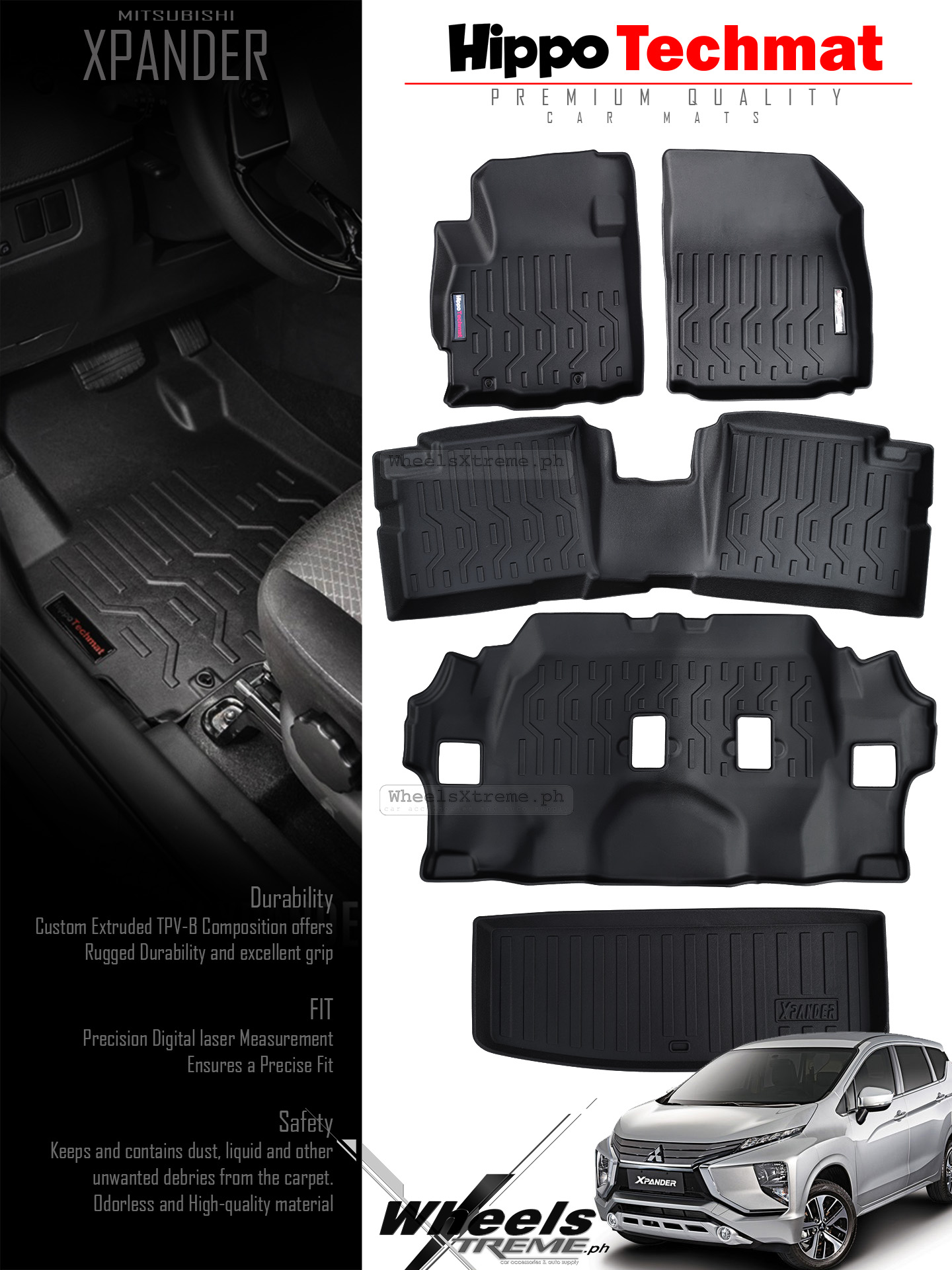 MITSUBISHI XPANDER 2019 to 2025 Hippo Techmat Floor Liner Deep Dish