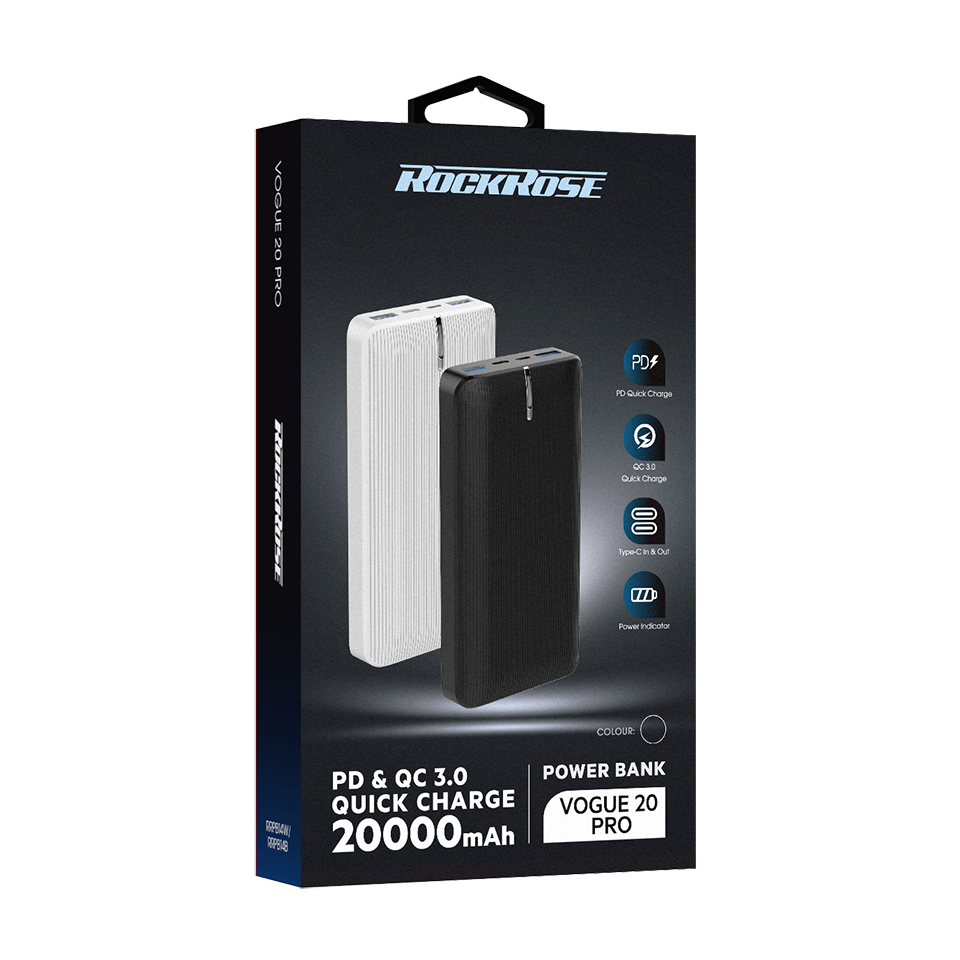 ROCKROSE VOGUE 20 PRO POWERBANK 3.0 PD & QC 20000MAH BLACK | Lazada PH