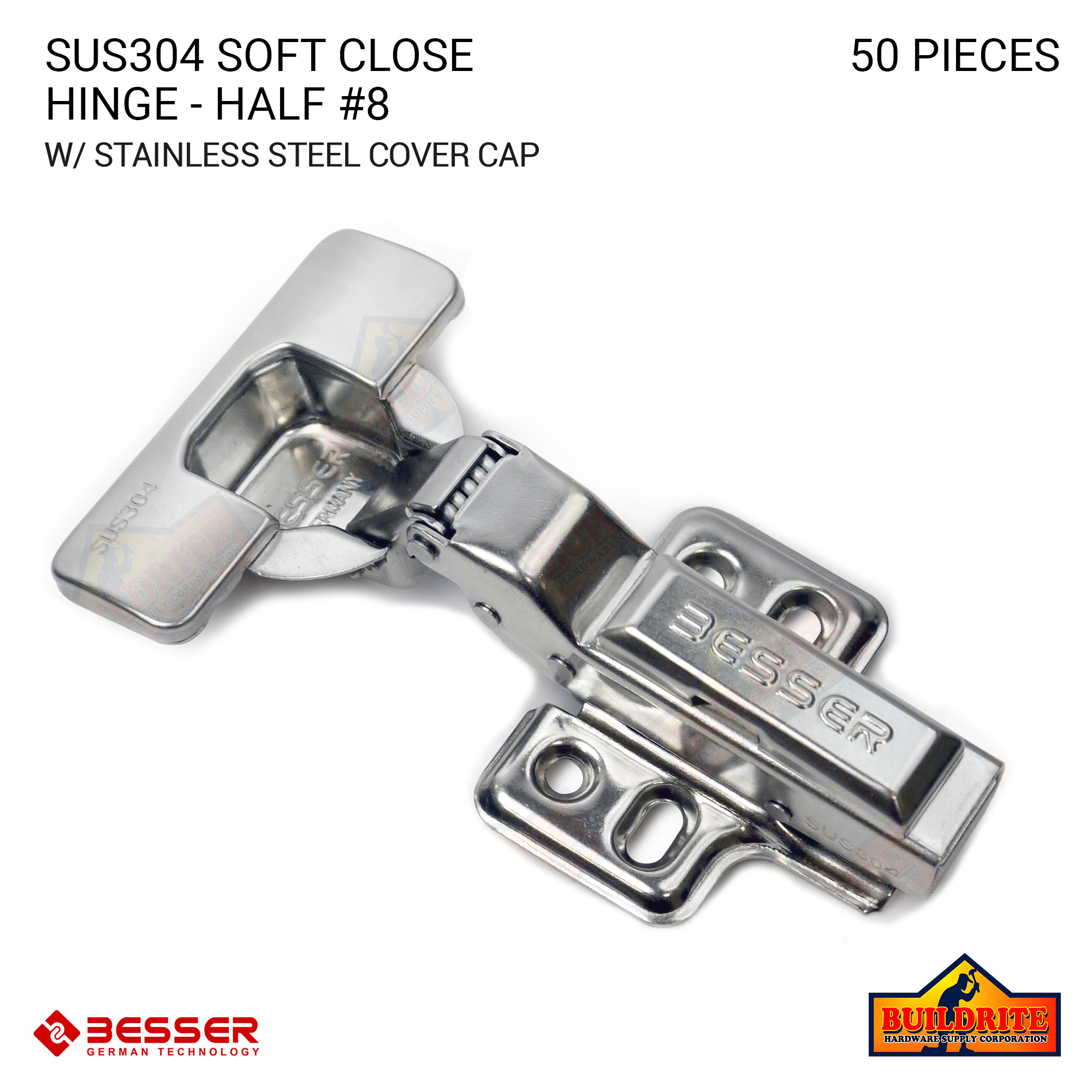 BESSER FR90 SUS304 Soft Close Hinge (Clip on Type) Half Overlay 8 50
