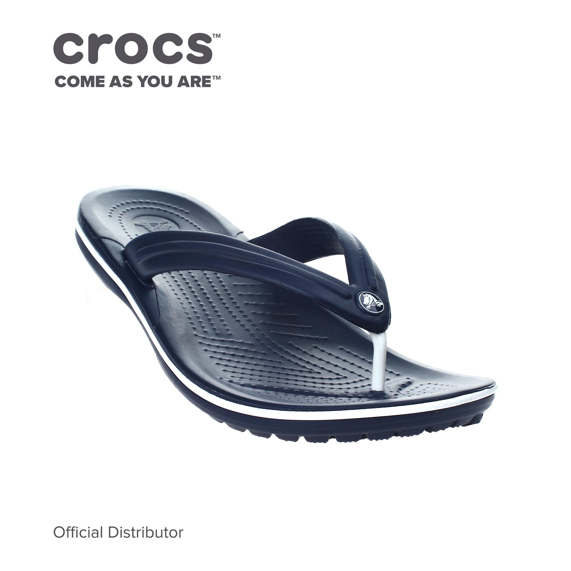 crocs leather flip flops