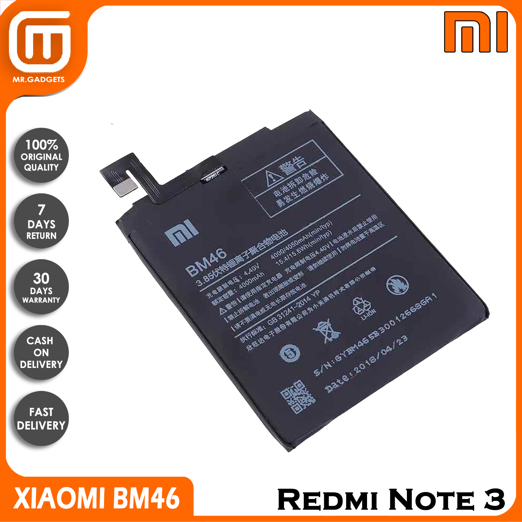 bm46 battery for redmi note 3