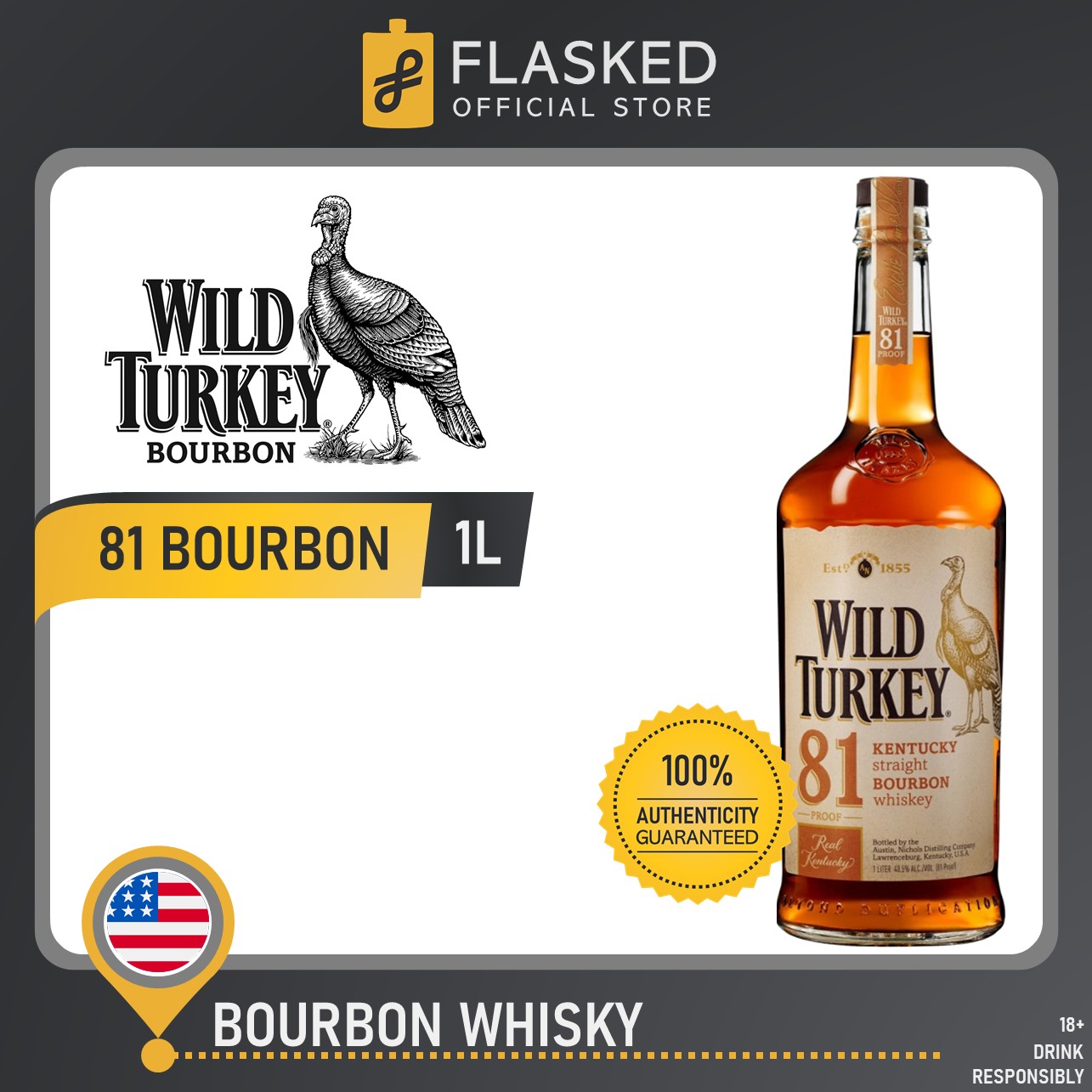 Wild Turkey 81 Bourbon Whiskey 1L Lazada PH