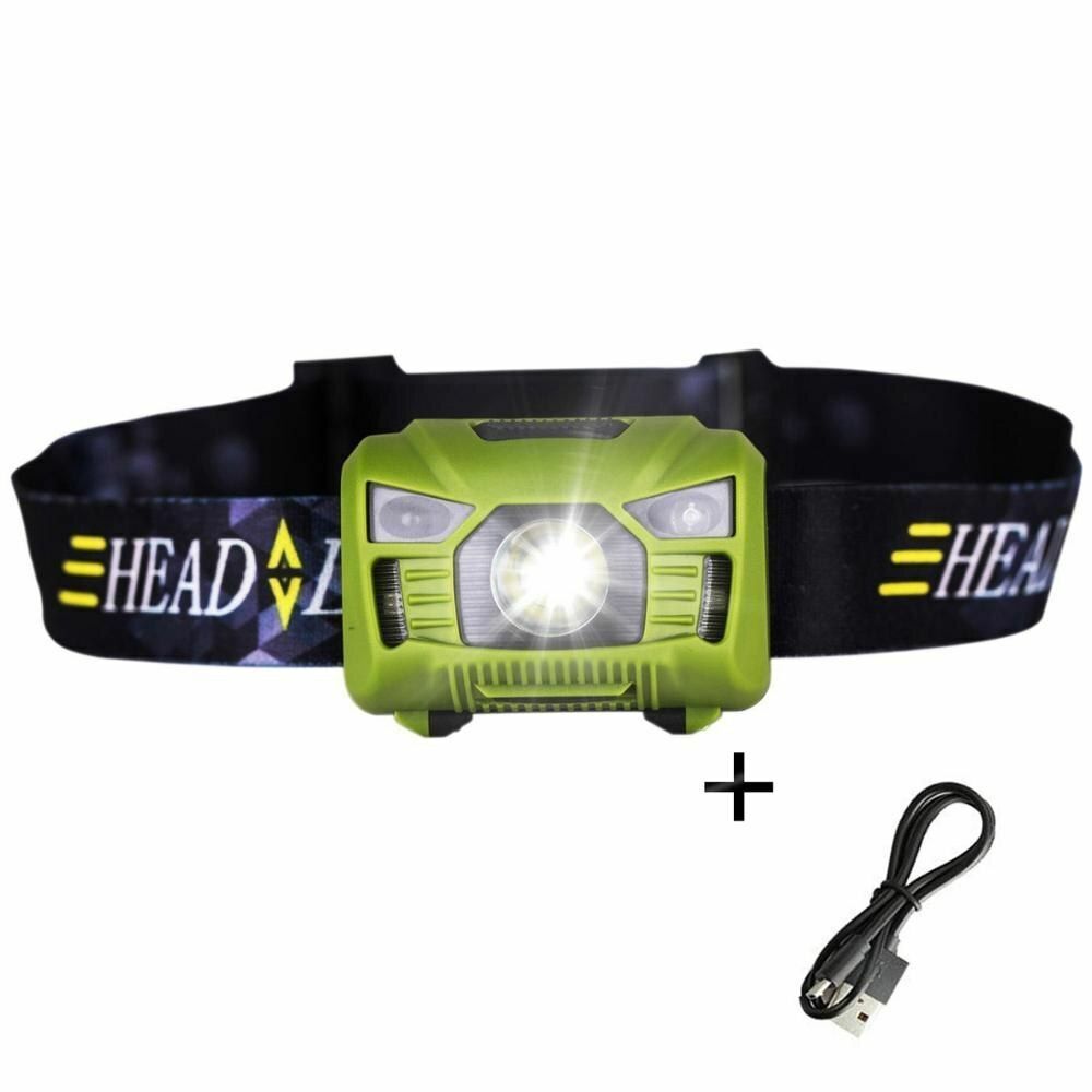 Mini Camping USB Rechargeable Led Headlamp Sensor Headlight Outdoor Flashlight