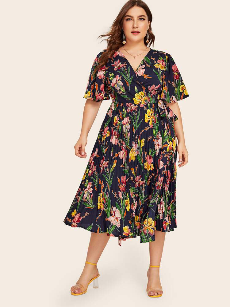 S174 Nomi Chic Floral Plus Size Wrap Dress | Lazada PH