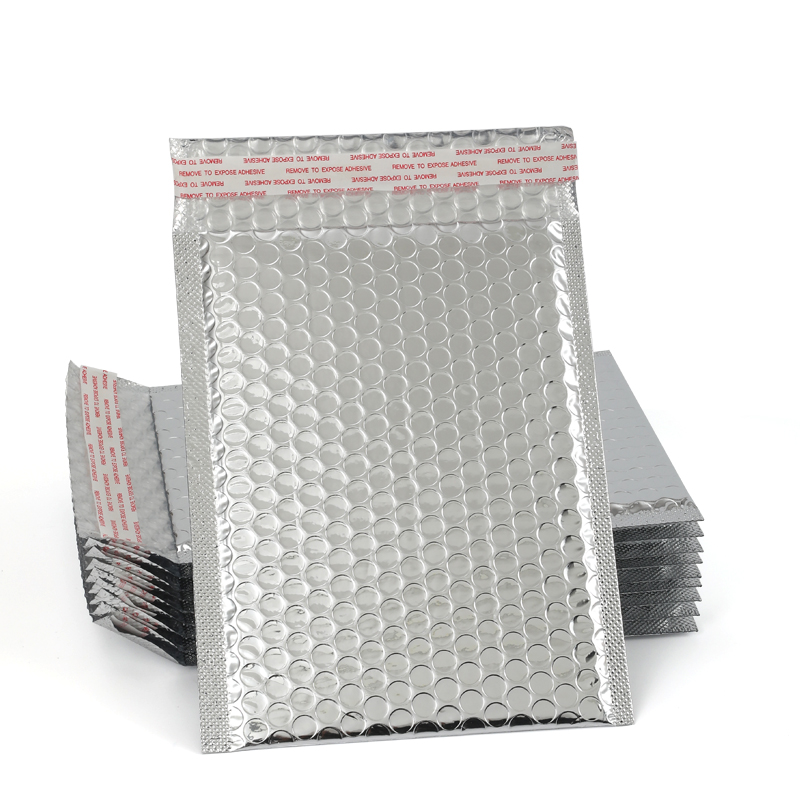 ALUMINUM SILVER BUBBLE WRAP POUCH WITH SEAL WRAP DELIVERY PACKAGING