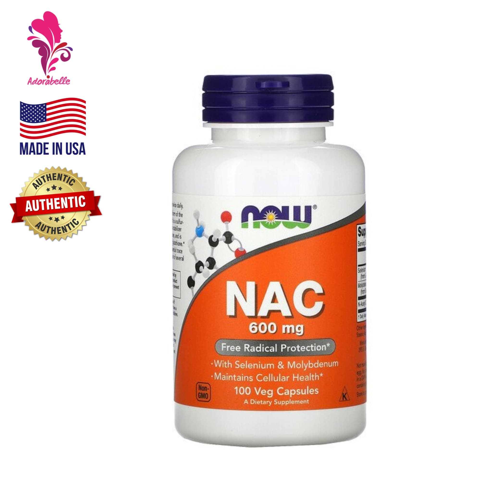 NAC N-Acetyl Cysteine with Selenium, Molybdenum, 600mg, Antioxidants ...