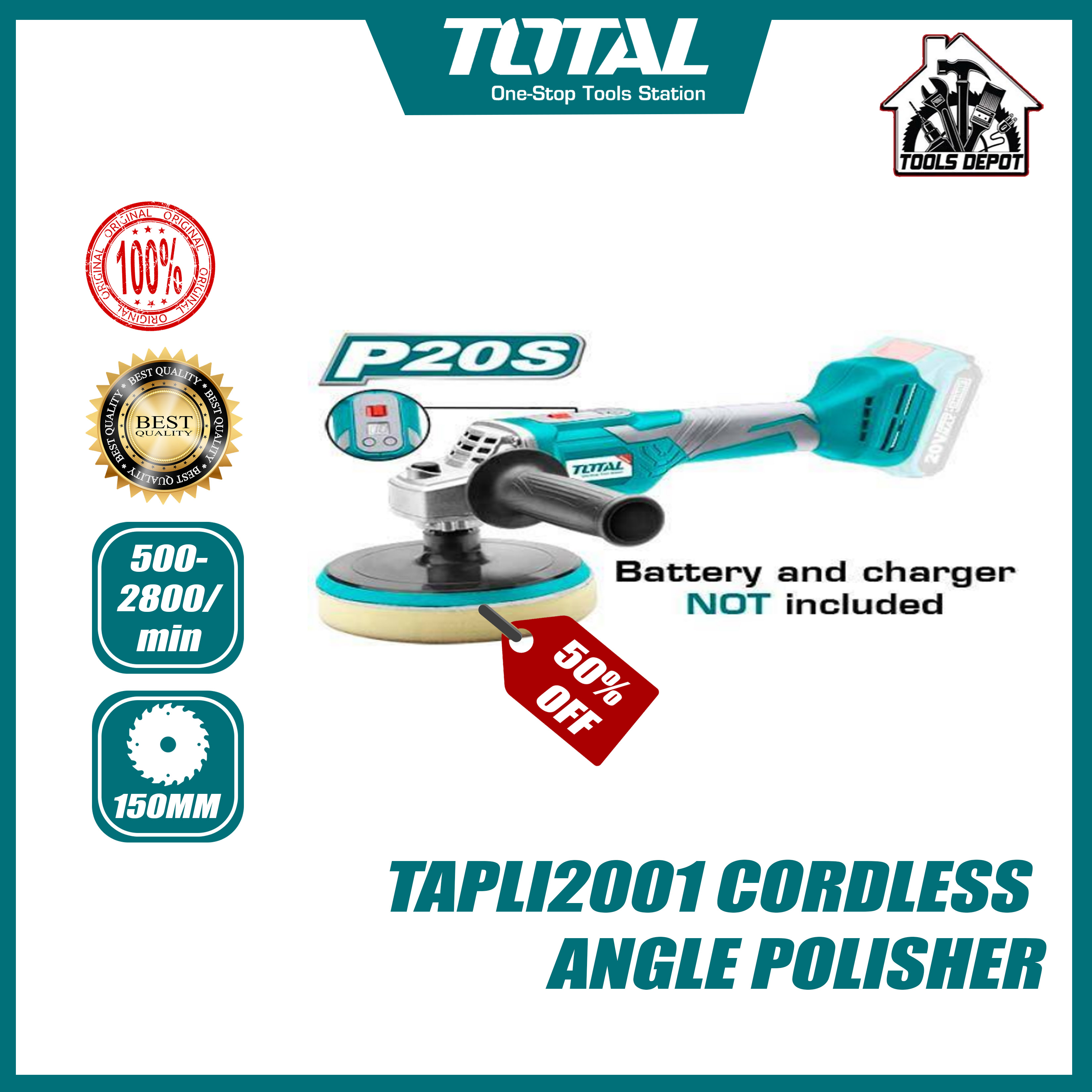 TOTAL CORDLESS ANGLE POLISHER 20V (150MM) Lazada PH