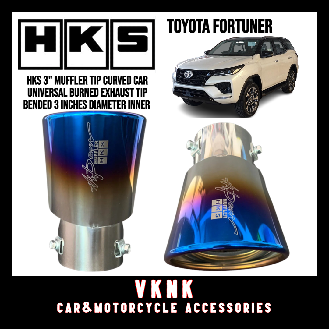 Toyota Fortuner HKS 3" MUFFLER TIP Curved Car Universal Burned Exhaust