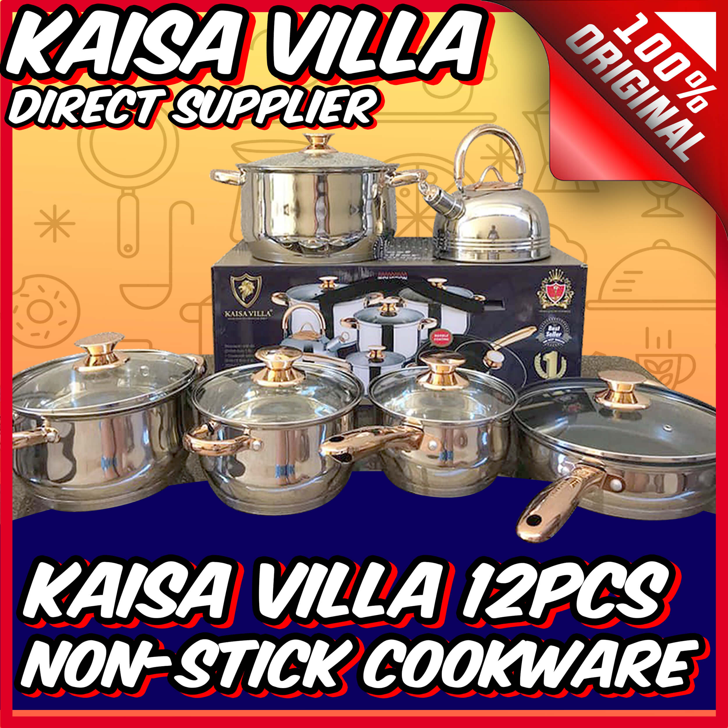 KAISA VILLA COOKWARE SET / Best Quality Authentic 12PCS Kaisa Villa Cookware Set / 100 original