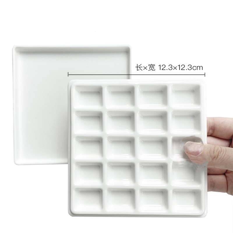 High quality Ceramic watercolor palette rectangular multi-grid
