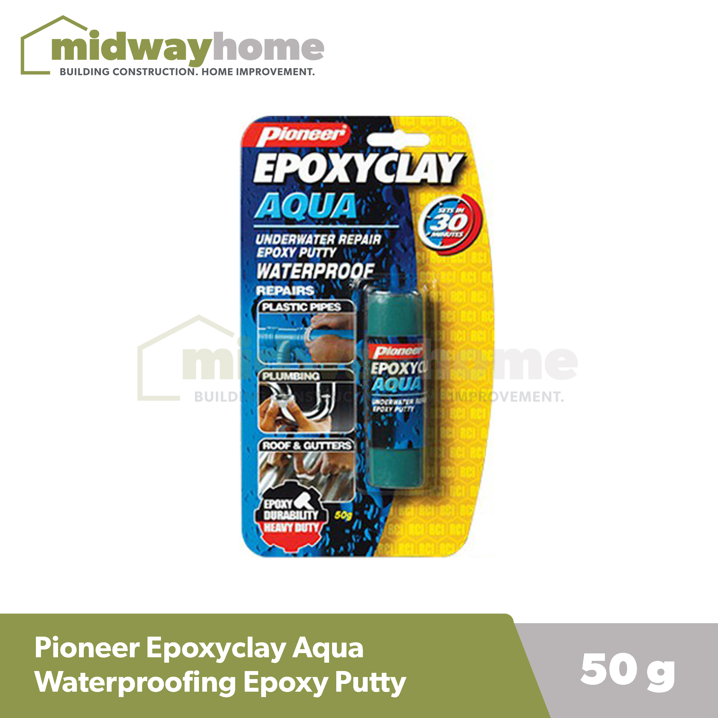 Pioneer Epoxyclay Aqua Waterproofing Moldable Epoxy Putty 50g Lazada PH