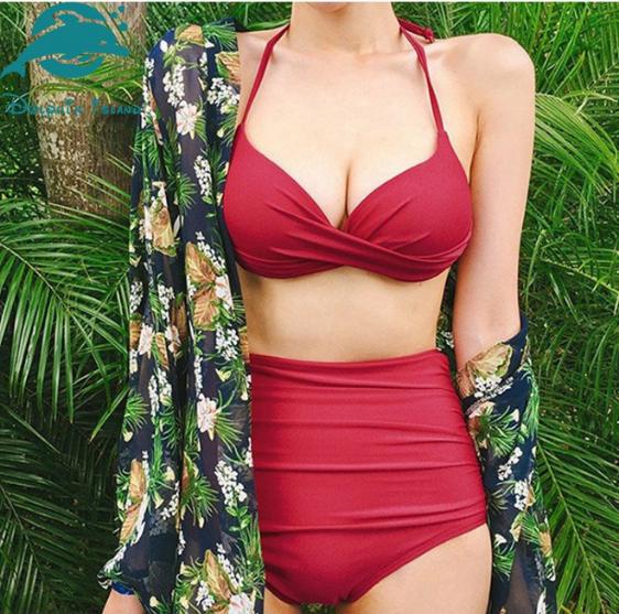 PMUYBHF Female Womens Swimsuits 2 Piece Plus Size Swimsuit Women's New  Bikini Small Chest Show Thin Belly Cover Korean Bathing Hot Spring Swimsuit