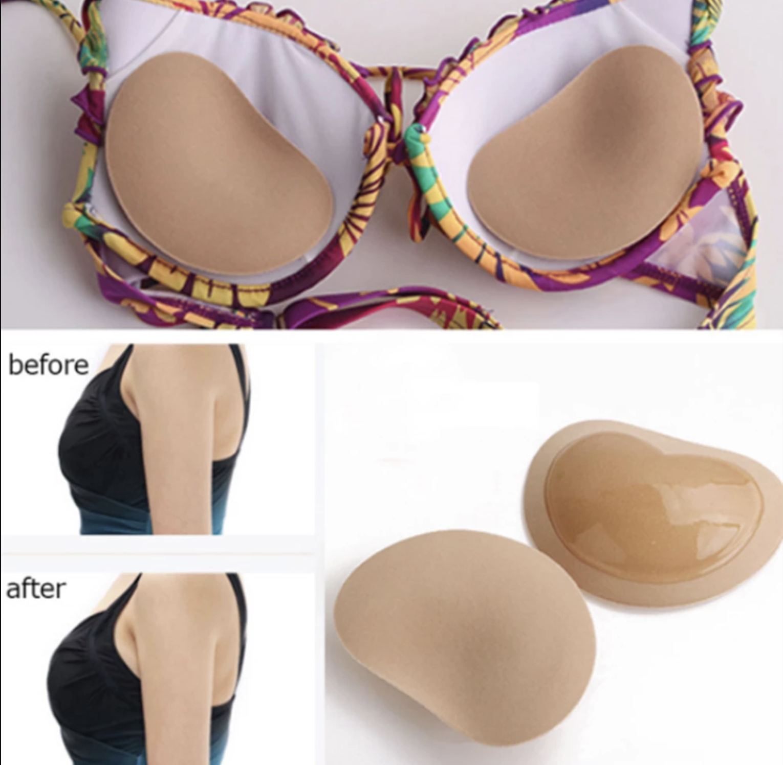 CS' 1Pair Padding Inserts Thicker Sponge Bra Pads Breast Push Up