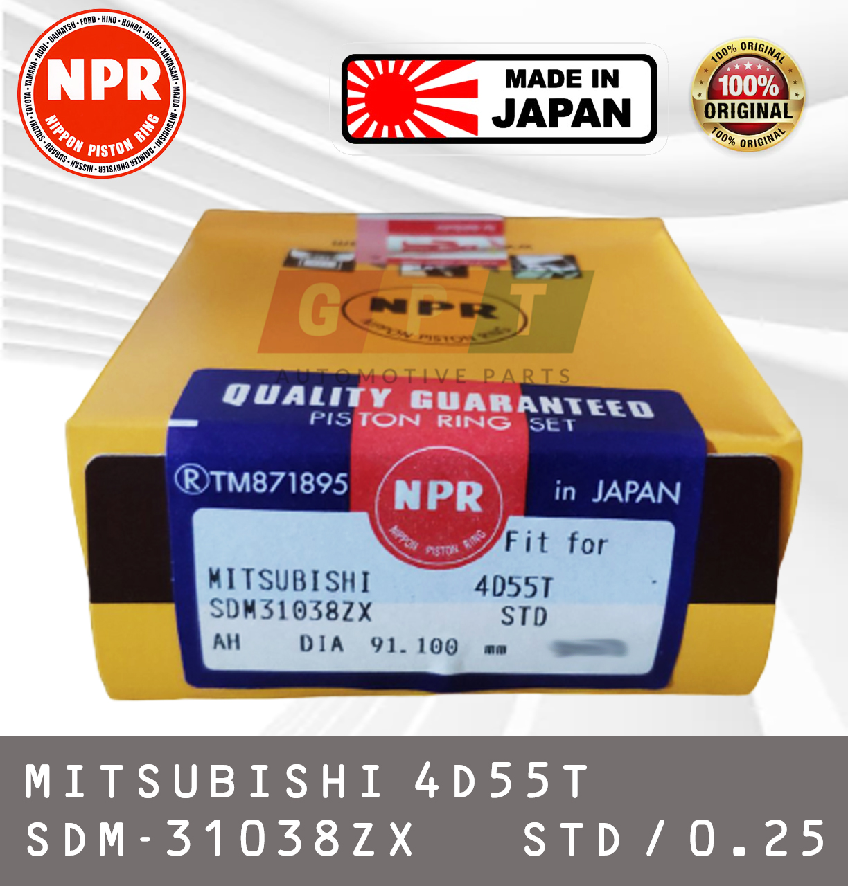 NPR Piston Ring for Mitsubishi L300 4D56T, PAJERO 90-96, STRADA 97 
