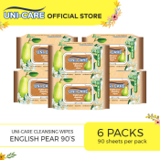 Uni-care English Pear Cleansing Wipes 90's Pack of 6