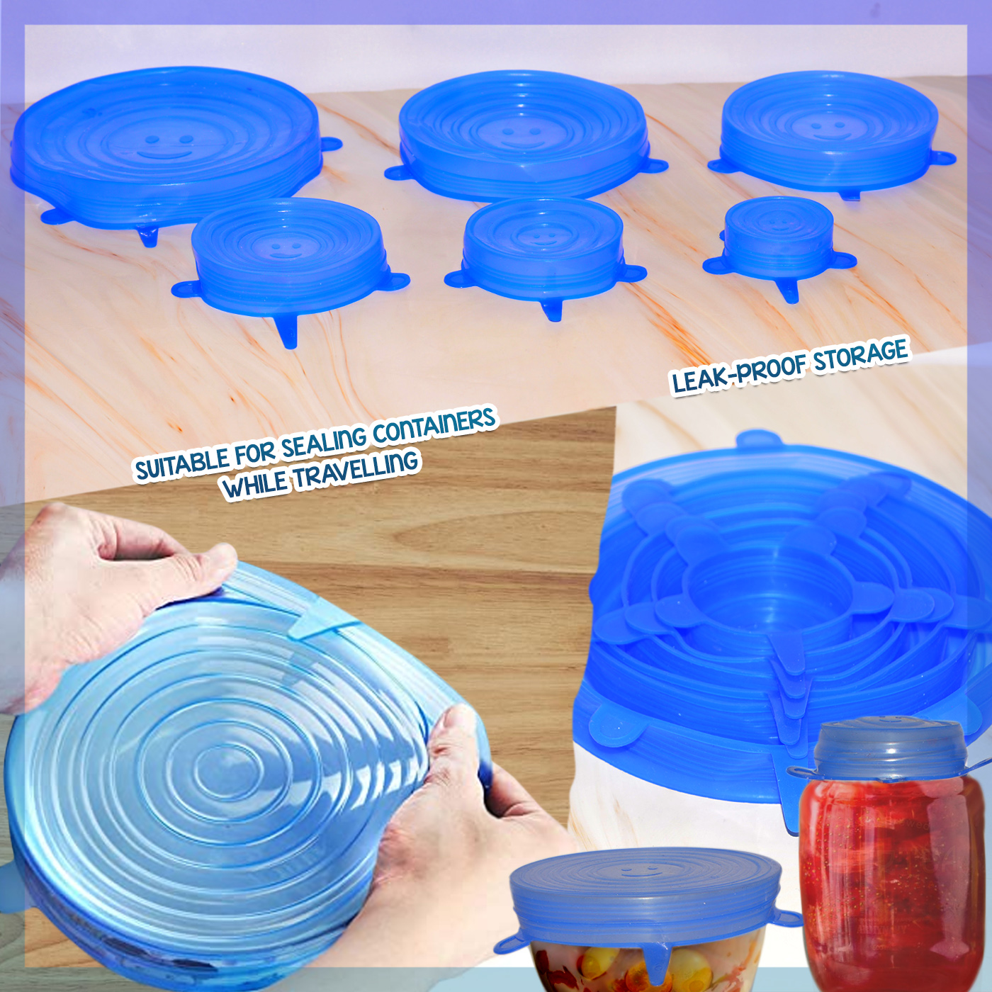 Superstretchable Silicone Lids For Bowls, Universal Lids, Easy To Put