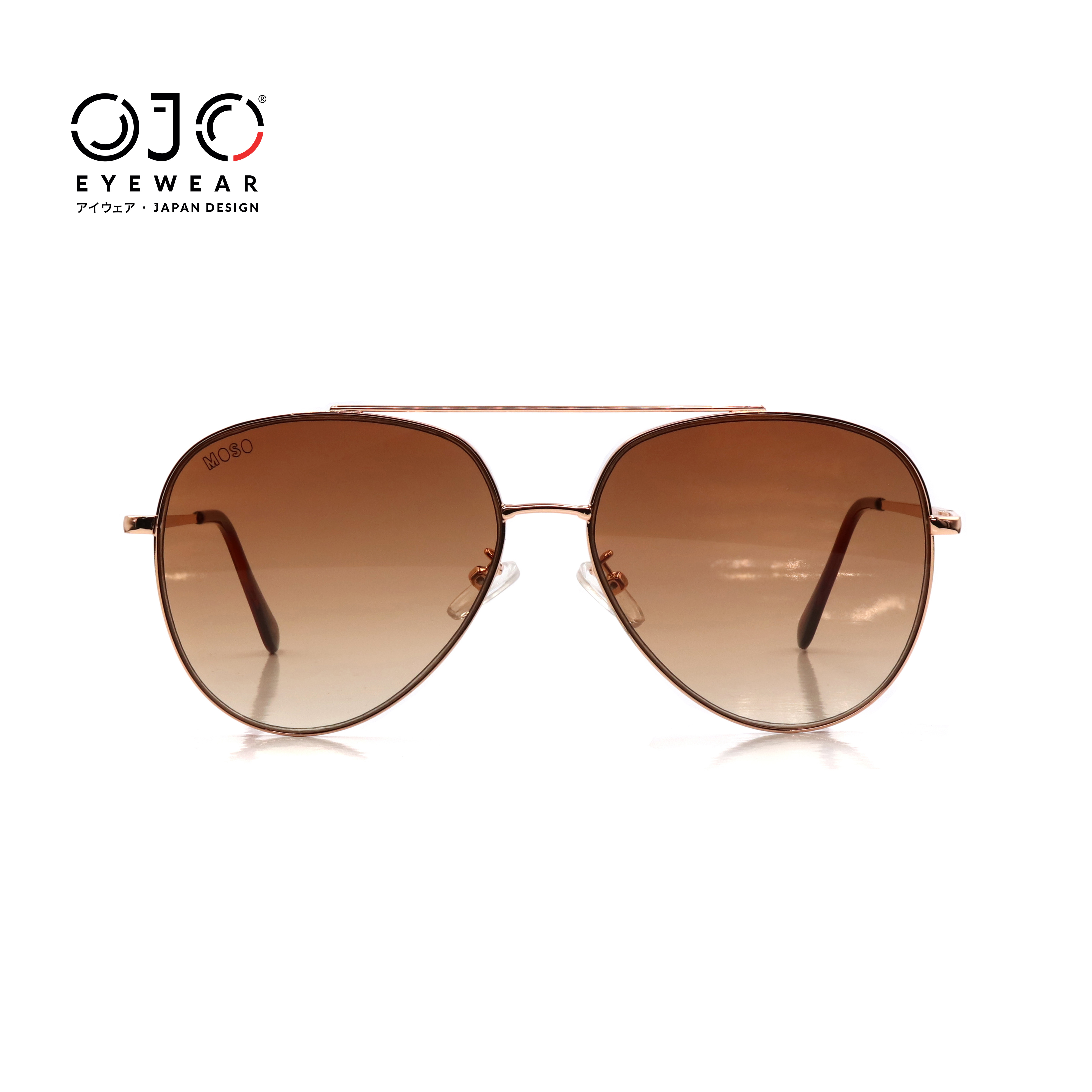 OJO Eyewear Moso M14 Sunglasses Black, Gold and Brown Aviator for Men/Women