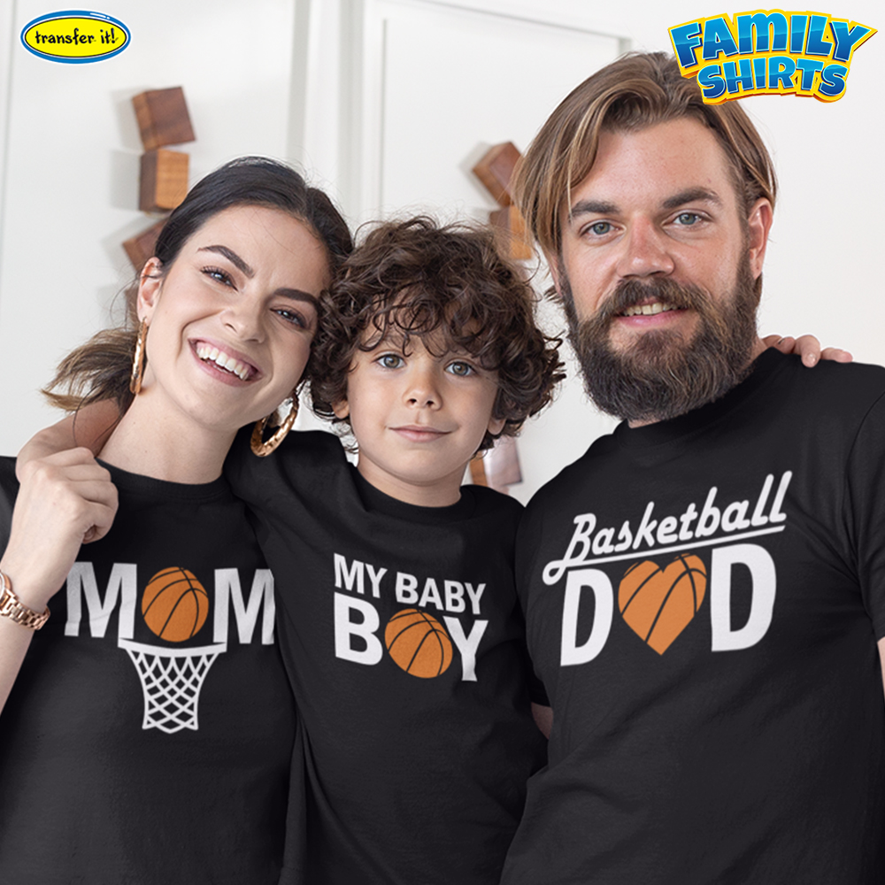 family on basketball shirts