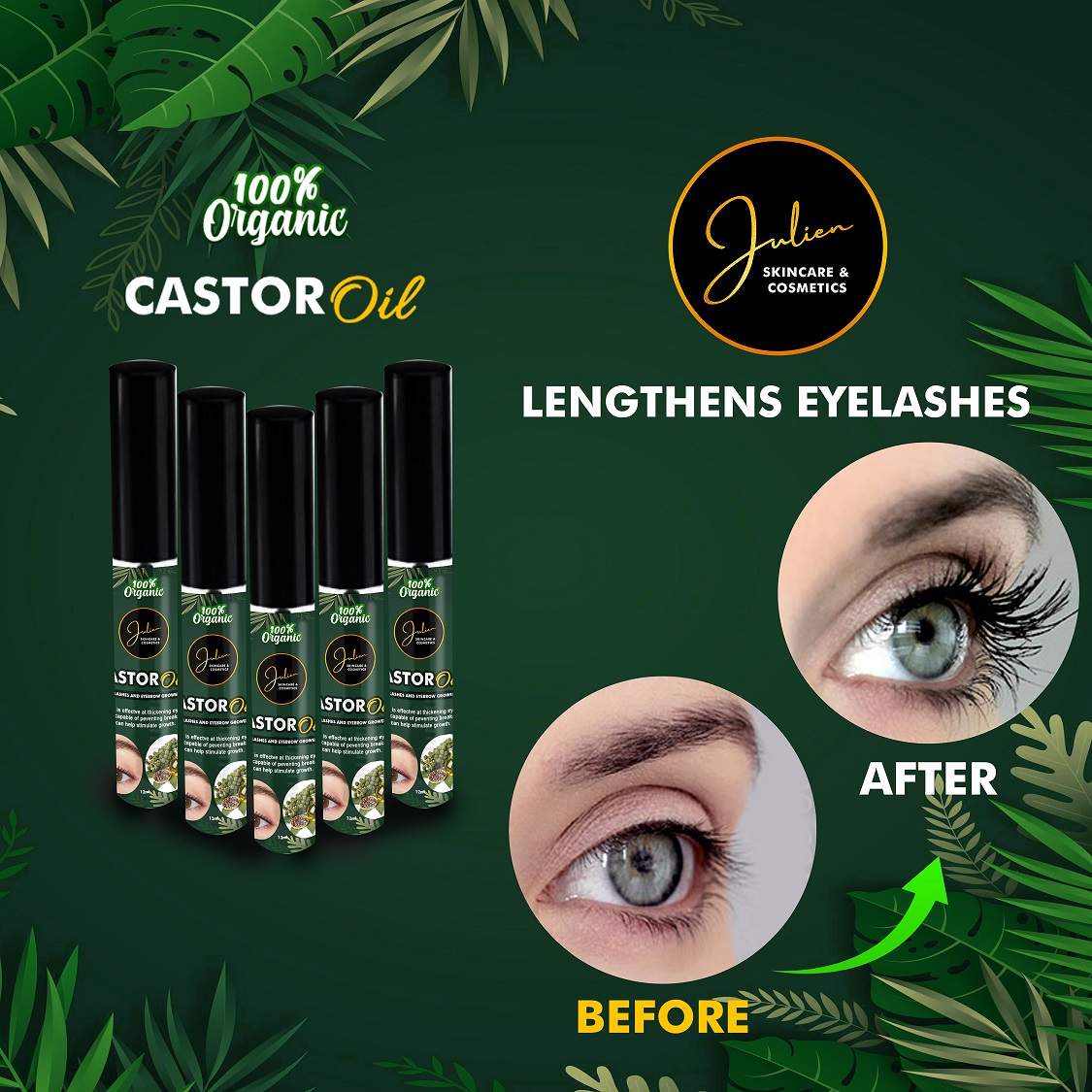 JULIEN ORGANIC CASTOR OIL EYELASHES AND EYEBROW GROWER Lazada PH