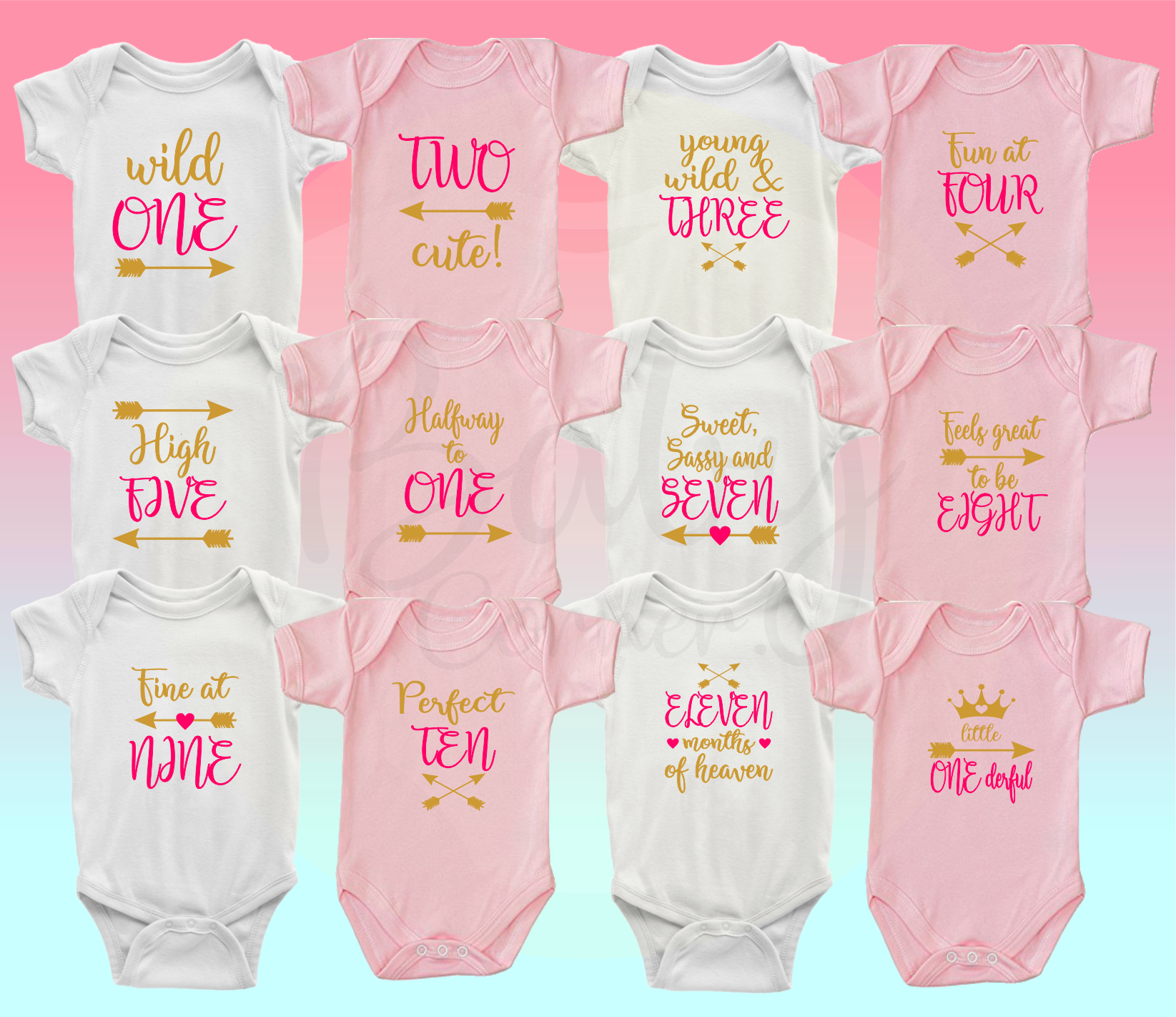 Customized monthly milestone wild one girl ( statement onesie / baby