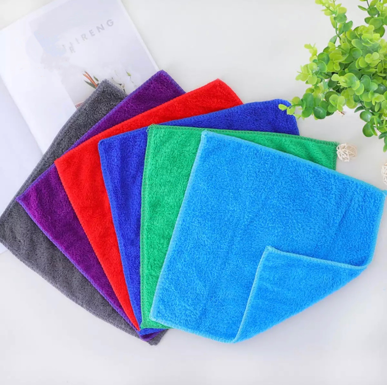 12Pcs Microfiber Quality Face Towel square towel cleaning wipe with rag and oil to clean and